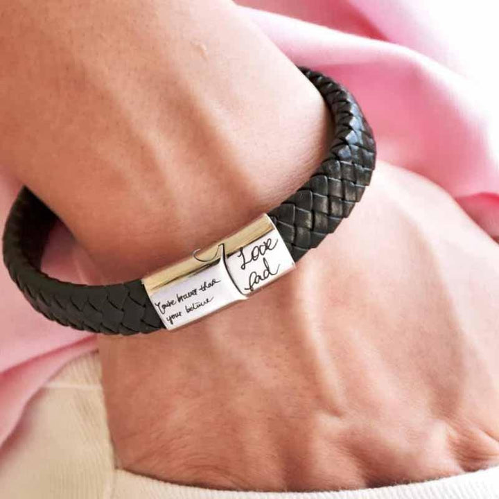 Woven Handmade Leather Bracelet With Men's Couple Name Inscription - Mamofa Global Store