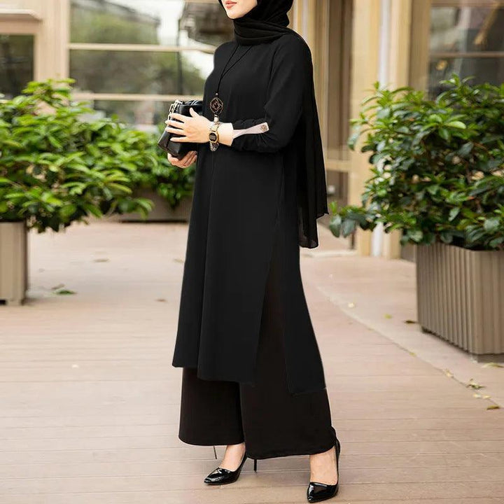 New Muslim Robe Pure Color Split Dress - Mamofa Global Store