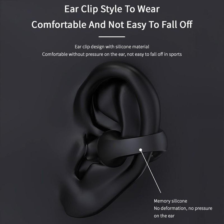 Ear Clip Bone Conduction Headphone Bluetooth 5.2 HIFI Wireless Earphone Touch Handsfree Sports Noise Cancelling Headset With Mic - Mamofa Global Store