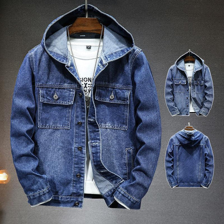 Hooded Denim Jacket Men's Spring - Mamofa Global Store