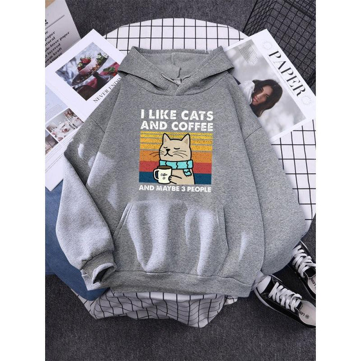 I Like Cats And Coffee Printed Women Hoody - Mamofa Global Store