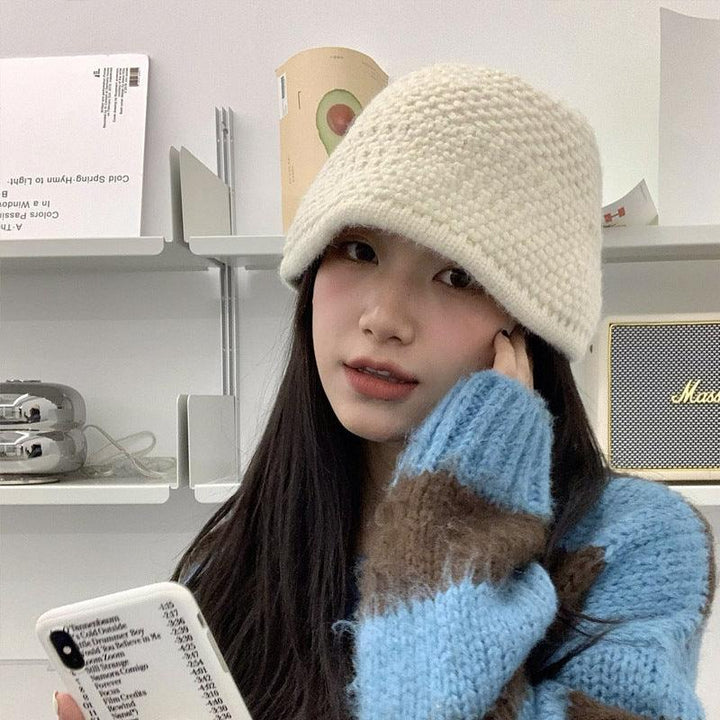 Loose Wool Knitted Warm Wool Bucket Hat - Mamofa Global Store