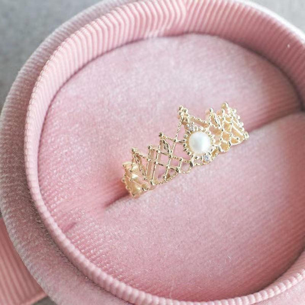 Crown Shell Pearls Ring Female Gold Plated - Mamofa Global Store