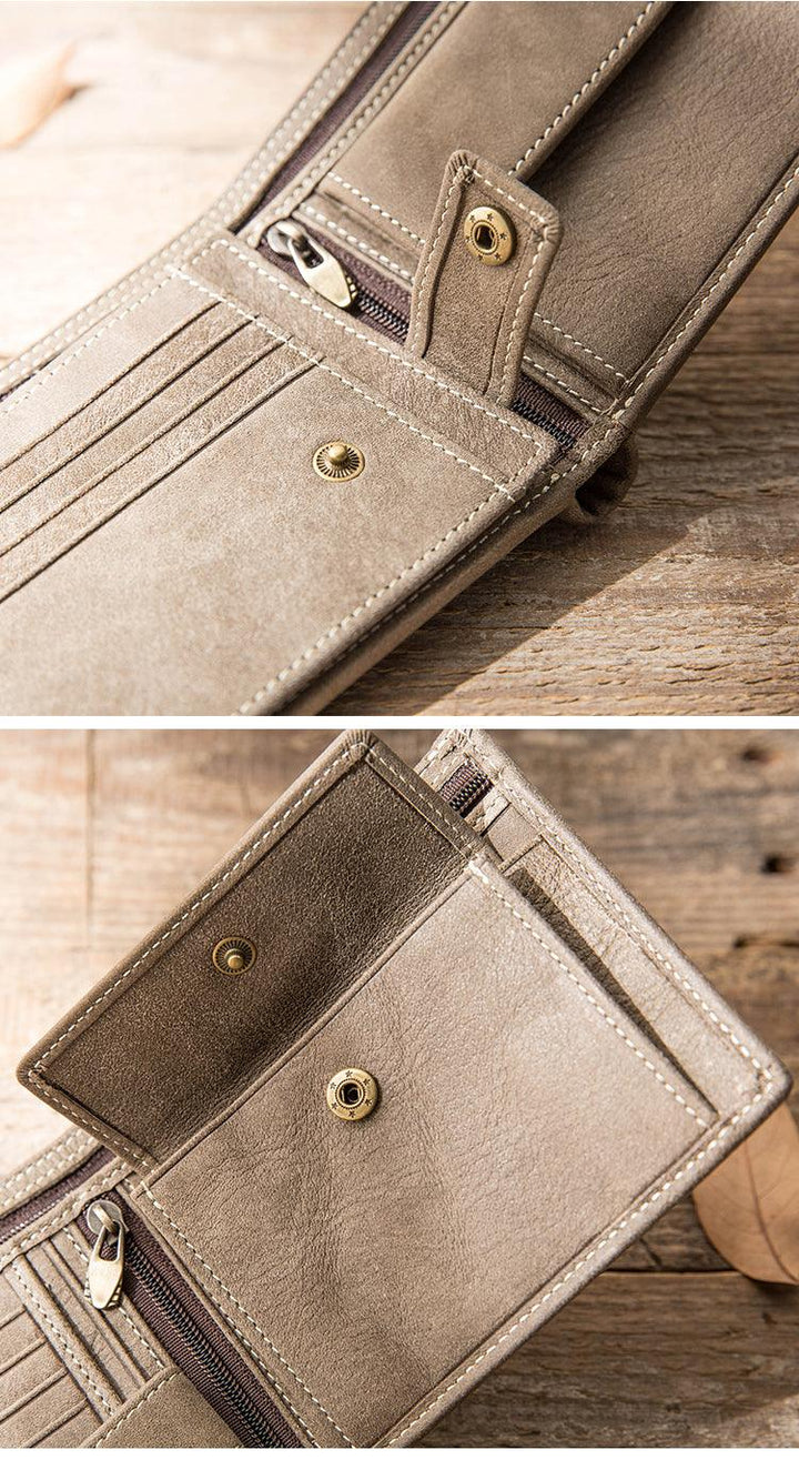 Men's Multifunctional Old Handmade Genuine Leather Wallet - Mamofa Global Store