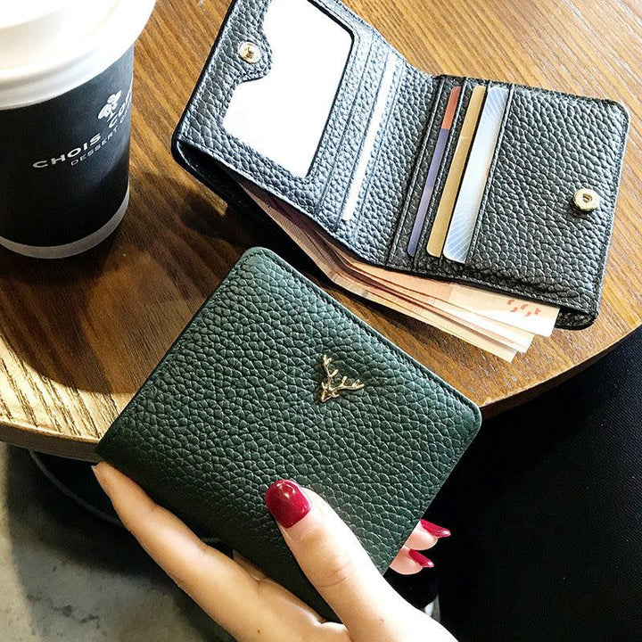 Leather Small Folding Women's Short Ultra-thin Mini Coin Purse Korean Fashion Wallet - Mamofa Global Store