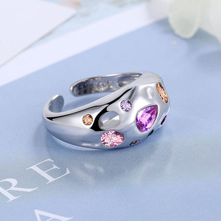 Colorful Rhinestones Rings For Women Temperament Niche Luxury Opening Ring - Mamofa Global Store