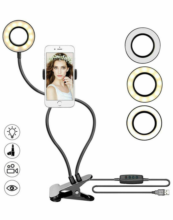 LED Selfie Ring Light With Cell Phone Holder Stand For Live Stream And Makeup - Mamofa Global Store