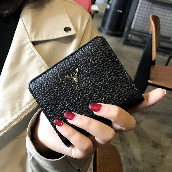 Leather Small Folding Women's Short Ultra-thin Mini Coin Purse Korean Fashion Wallet - Mamofa Global Store