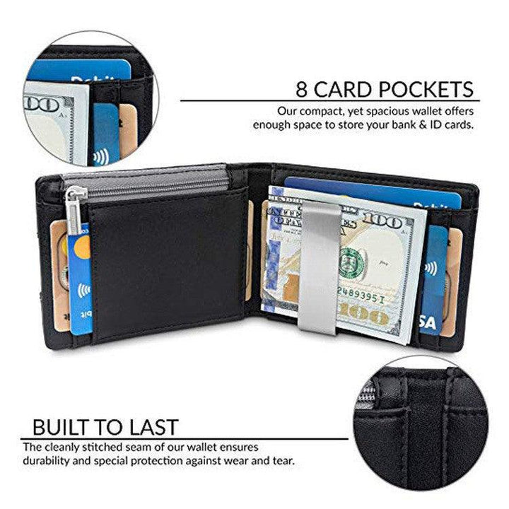 Men's Card Holder Fiber Leather Money Clip Wallet - Mamofa Global Store