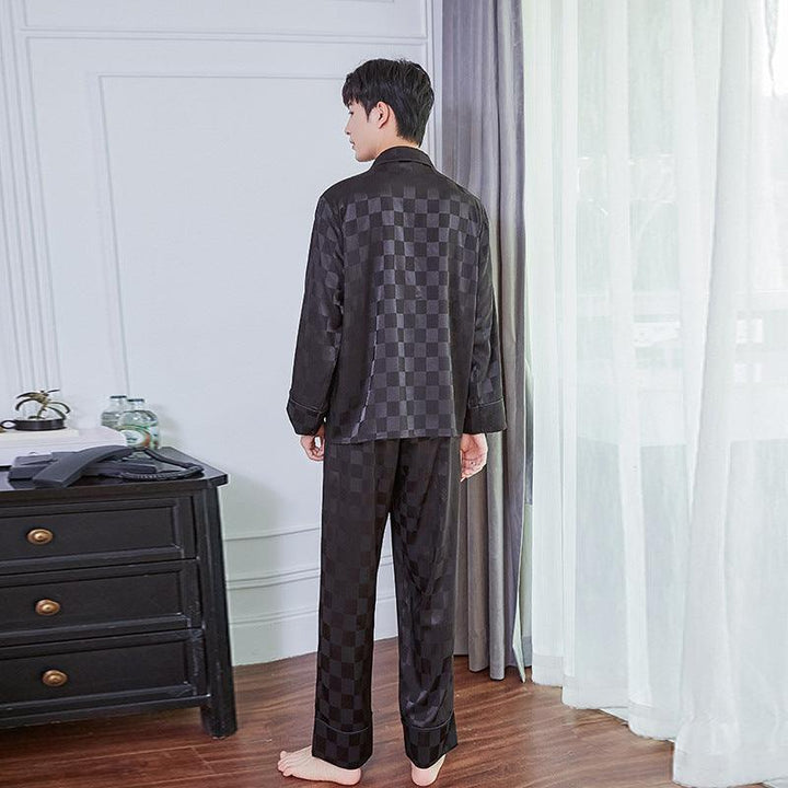 Men's Imitation Silk Spot Thin Pajamas Dad Home Service - Mamofa Global Store