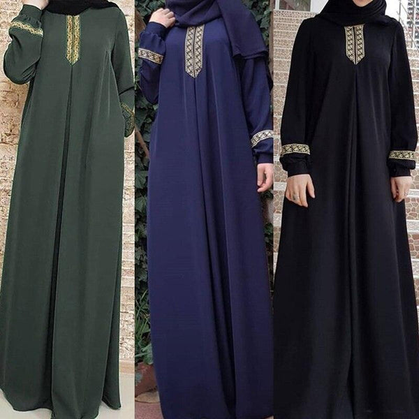 Women Plus Size Print Abaya Jilbab Muslim Maxi Dress - Mamofa Global Store