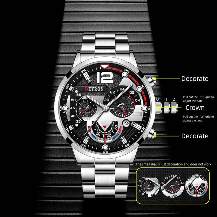 Men's Fashion Casual Six-pin Steel Belt Watch Quartz Watch - Mamofa Global Store