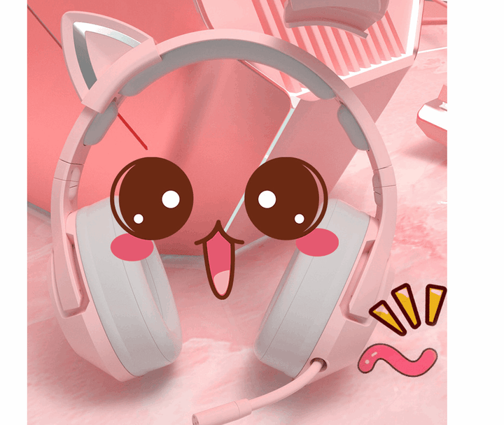 Pink wired earphone cute girl ECG gaming earphone - Mamofa Global Store