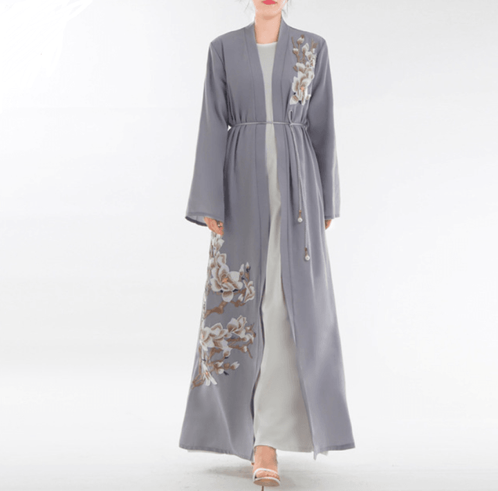 Embroidered Cardigan Dubai Dress - Mamofa Global Store