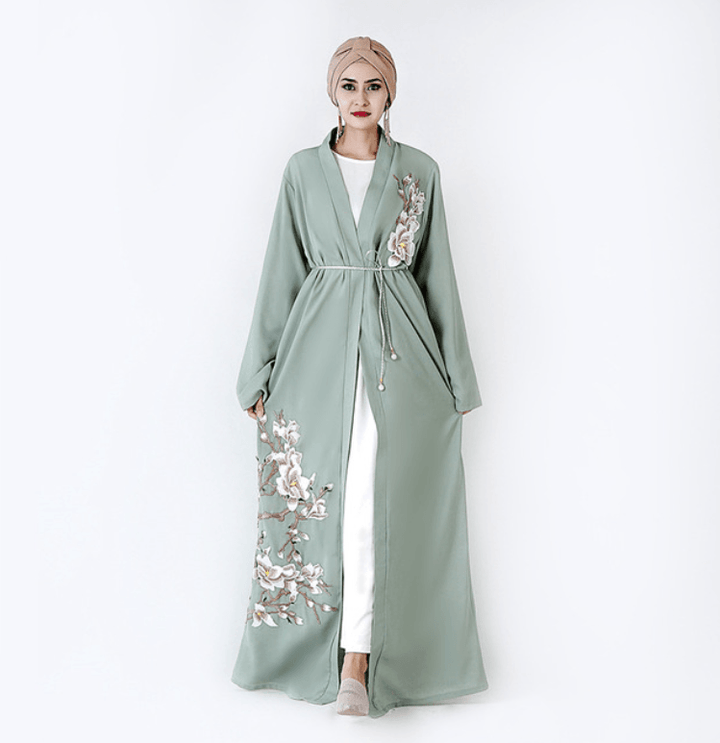 Embroidered Cardigan Dubai Dress - Mamofa Global Store