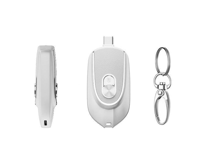 2 In 1 Mini Keychain Power Bank Keyring Hanging Buckle 2 Output Interfaces 5V 1200MAH Backup Power Bank Retractable Plug Waterproof Phone Charging Accessories - Mamofa Global Store