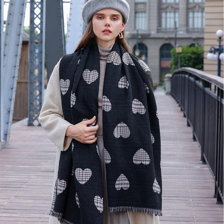 Women's Love Print Mid-length Scarf - Mamofa Global Store