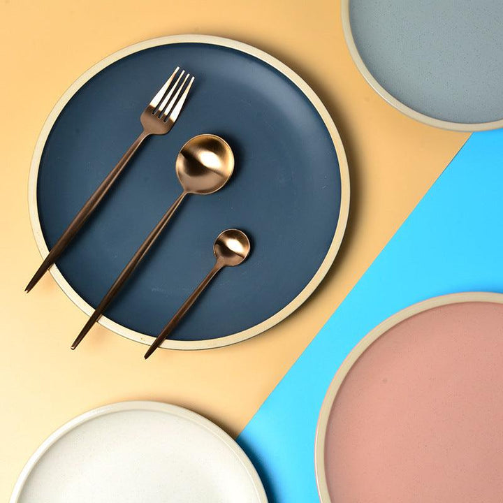 Pure color matte ceramic plate - Mamofa Global Store