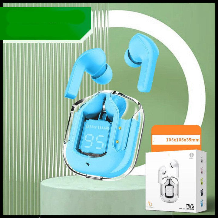 New Mini Transparent Wireless Bluetooth Headset Digital Display ENC Noise Reduction True Wireless Sports Music - Mamofa Global Store