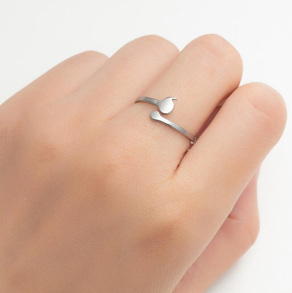 Small Water Drop Open Ring Stainless Steel Simple Comma - Mamofa Global Store