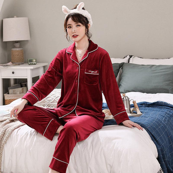 Double-sided island velvet couple pajamas - Mamofa Global Store