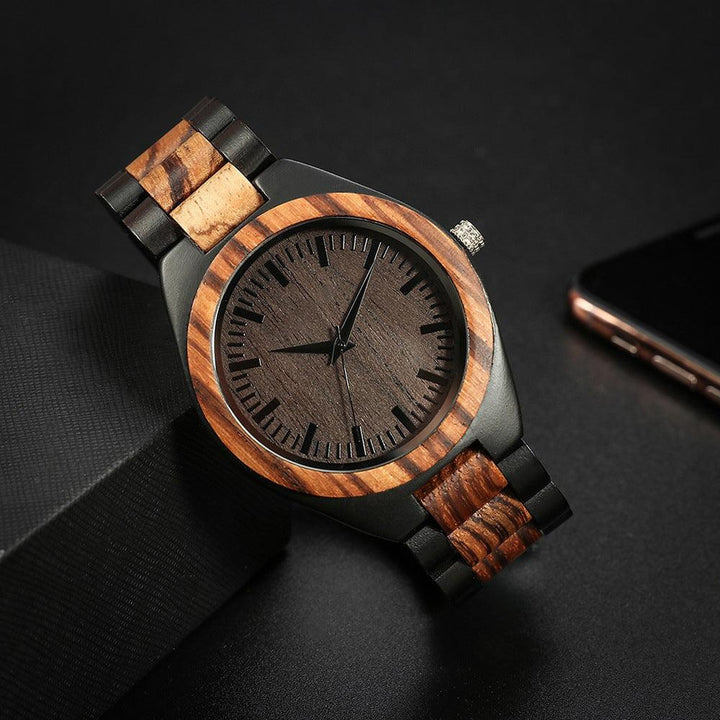 Men's And Women's Large Dial Wood Quartz Watch - Mamofa Global Store