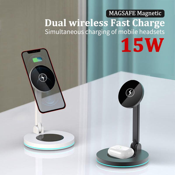 Compatible with Apple , 2 In 1 Magnetic Wireless Charger Stand For Mini Pro Max Fast Charging Station Dock Mobile Phone Chargers - Mamofa Global Store