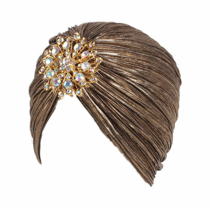 Noble Golden Pleated Indian Hat Tam-o'-shanter - Mamofa Global Store