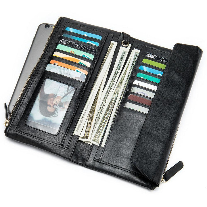 Retro Large Capacity Multiple Card Slots Long Genuine Leather Wallet - Mamofa Global Store