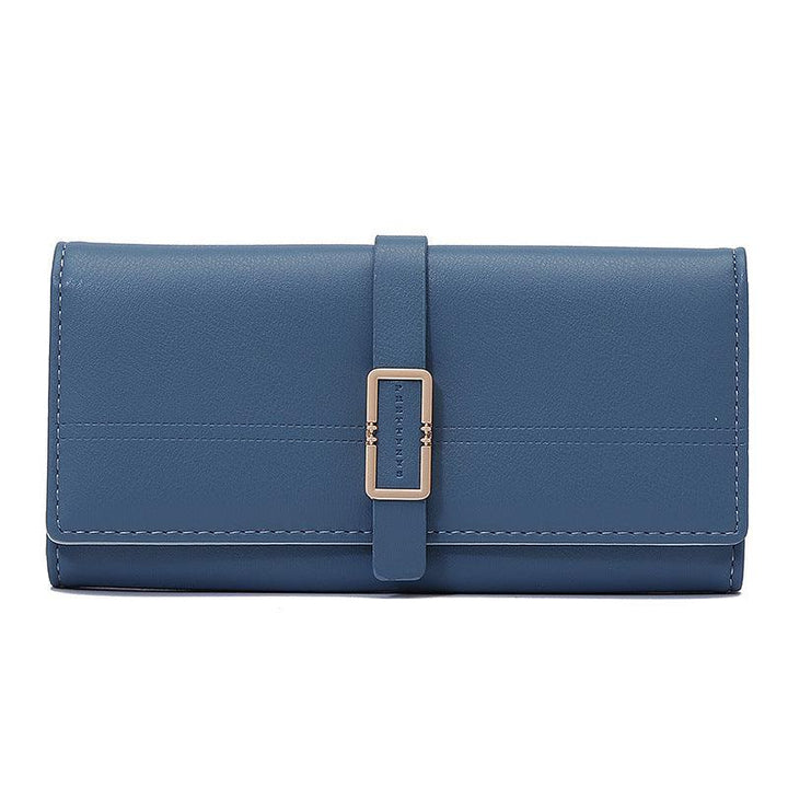 Long Metal Buckle Simple Tri-fold Clutch - Mamofa Global Store