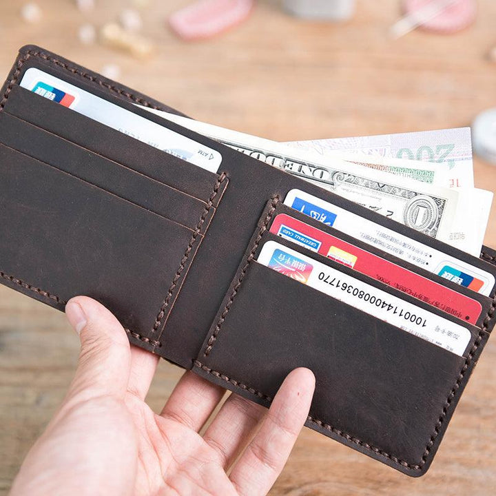 Vintage DIY Waxed Leather Horizontal Wallet - Mamofa Global Store
