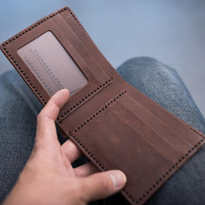 Vintage DIY Waxed Leather Horizontal Wallet - Mamofa Global Store