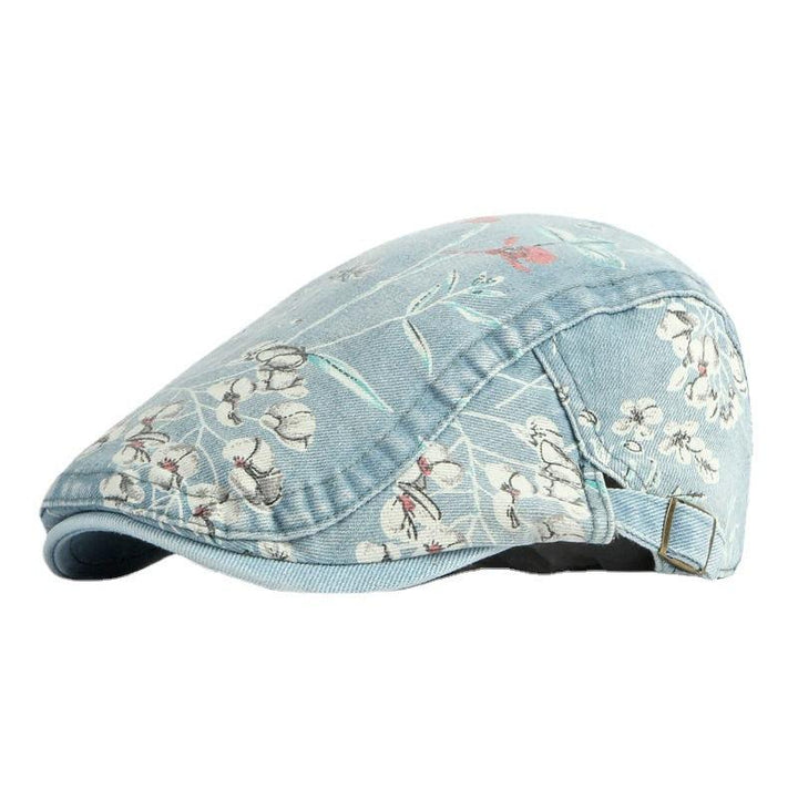 Denim Hat Advance Hats Flower Printed All-matching Peaked Cap - Mamofa Global Store