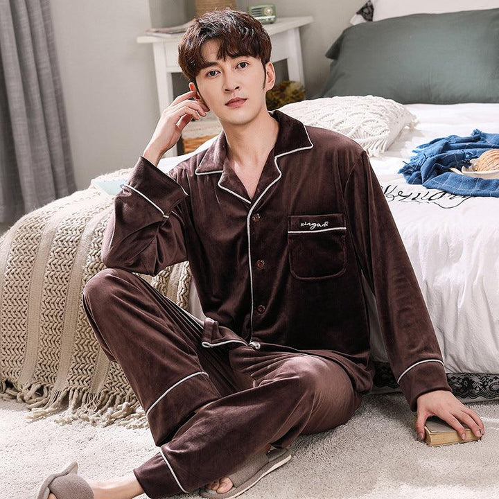 Double-sided island velvet couple pajamas - Mamofa Global Store