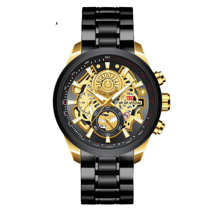 Quartz Watch For Men Black Gold Man Business Non Automatic Machine - Mamofa Global Store