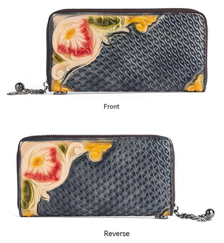 Fashion Retro Hand-painted Tree High Leather Mid-length Clutch Purse - Mamofa Global Store