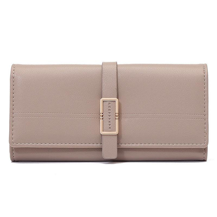 Long Metal Buckle Simple Tri-fold Clutch - Mamofa Global Store