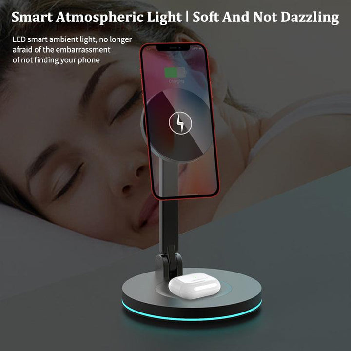 Compatible with Apple , 2 In 1 Magnetic Wireless Charger Stand For Mini Pro Max Fast Charging Station Dock Mobile Phone Chargers - Mamofa Global Store