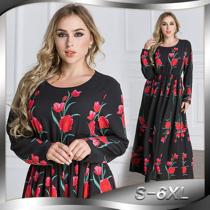 Rose Print Robe Dress - Mamofa Global Store