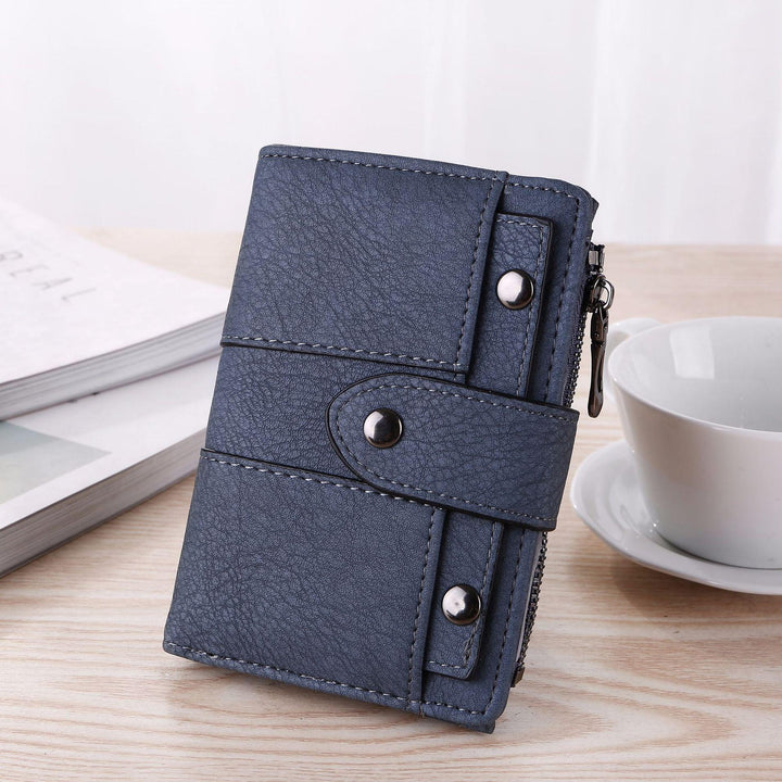 Women's Short Retro Frosted Three-fold Wallet - Mamofa Global Store