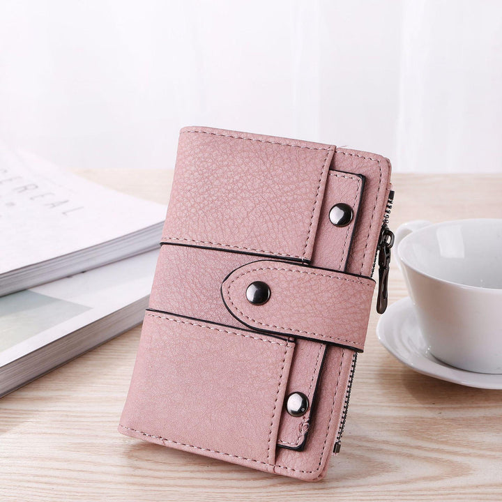 Women's Short Retro Frosted Three-fold Wallet - Mamofa Global Store