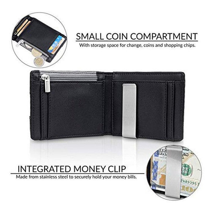 Men's Card Holder Fiber Leather Money Clip Wallet - Mamofa Global Store