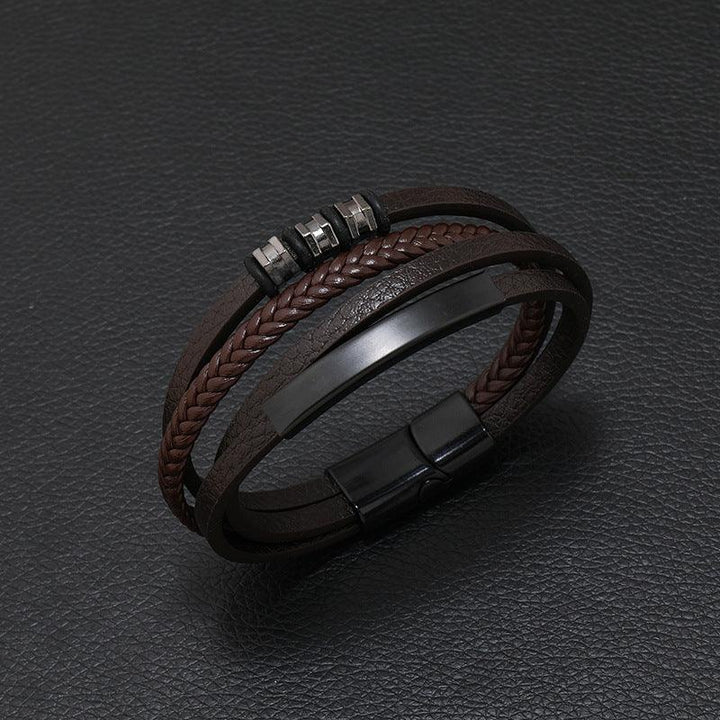 Iron Button Multilayer Leather Bracelet - Mamofa Global Store