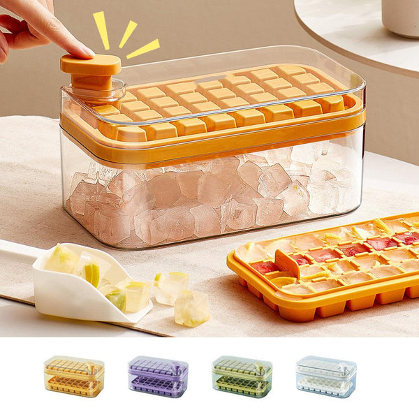 One-button Press Type Ice Mold Box Plastics Ice Cube Maker Ice Tray Mold With Storage Box With Lid Bar Kitchen Accessories - Mamofa Global Store