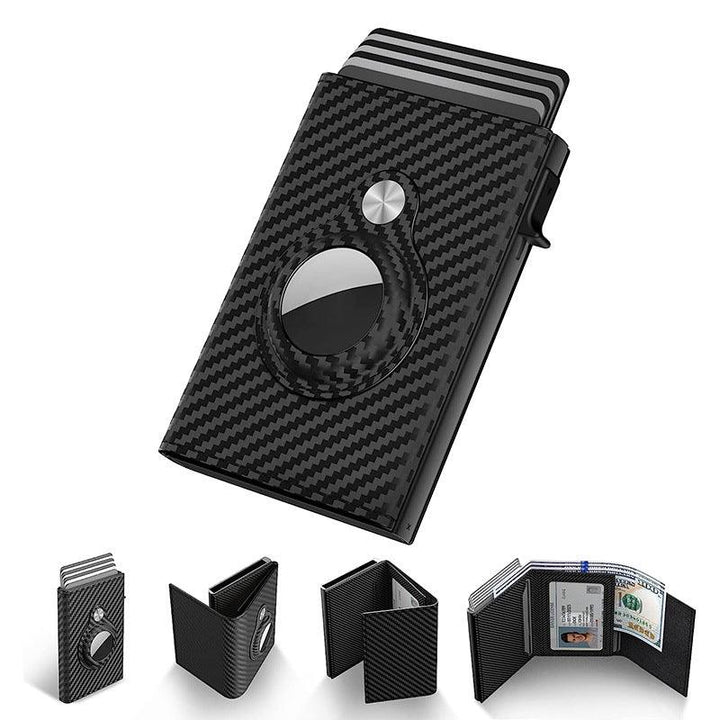 Carbon Fiber Leather Card Holder Black Stripe Multifunctional - Mamofa Global Store