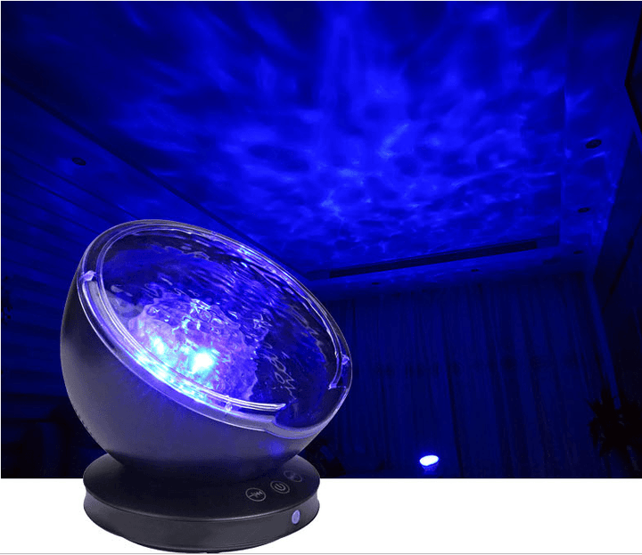 Ocean Wave Projector LED Night Light Remote Control TF Cards Music Player Speaker Aurora Projection - Mamofa Global Store