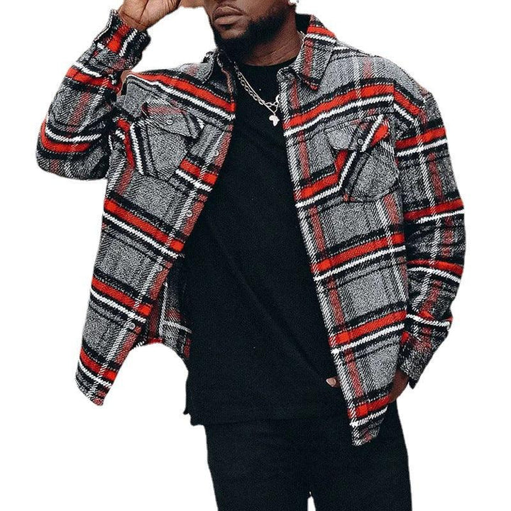 Men's Fashion Casual Plaid Jacket Top - Mamofa Global Store