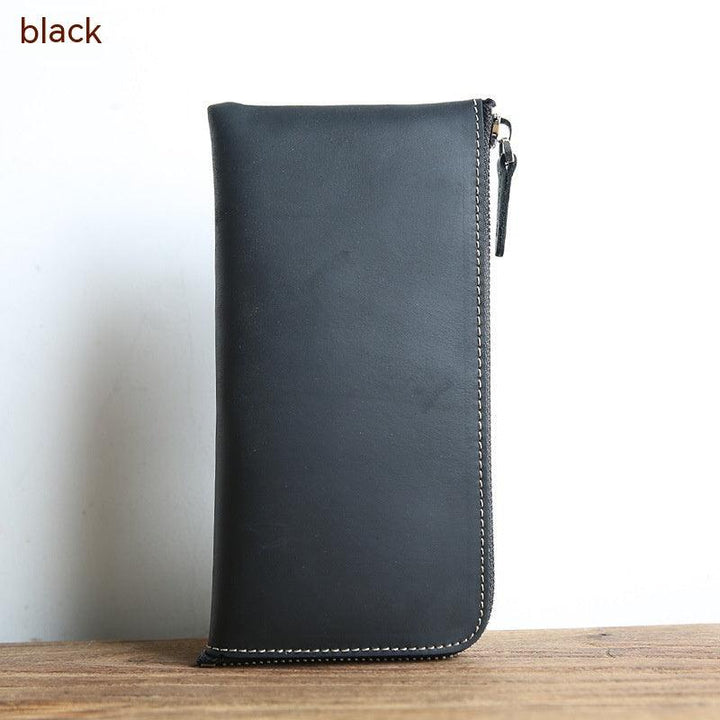 Men's Short Genuine Leather Wallet Crazy Horse Skin Mini Change Wrap Coat Cowhide Ultra Thin Pure Handmade - Mamofa Global Store