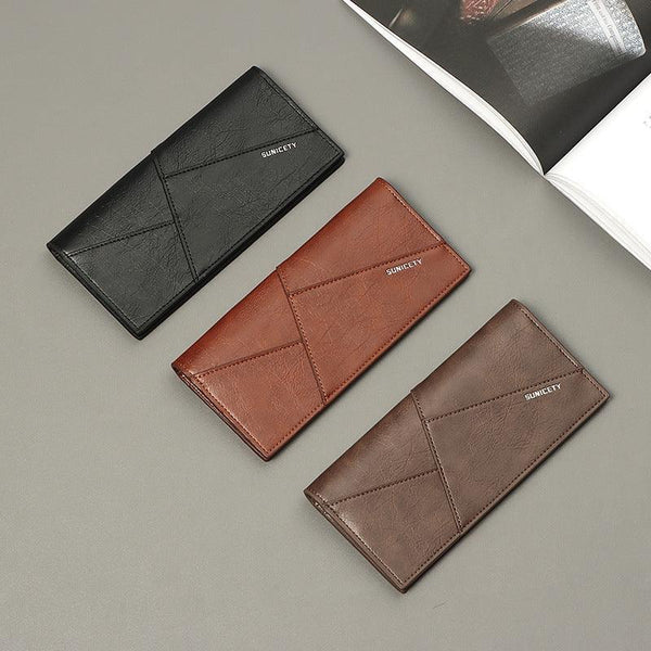 Men's Fashion Stitching Multifunctional Anti-theft Brush Soft Wallet - Mamofa Global Store