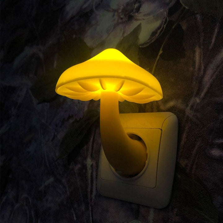 LED Night Light Mushroom Wall Socket Lamp EU US Plug Warm White Light-control Sensor Bedroom Light Home Decoration - Mamofa Global Store